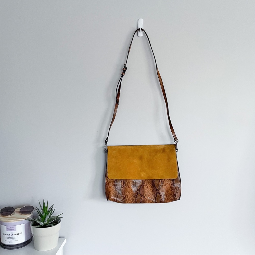 Zara | Mustard snake print crossbody bag